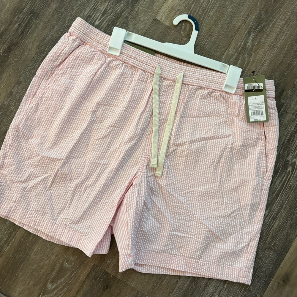 Mens Goodfellow & Co Light Pink Seersucker Drawstring Shorts Sz L NWT